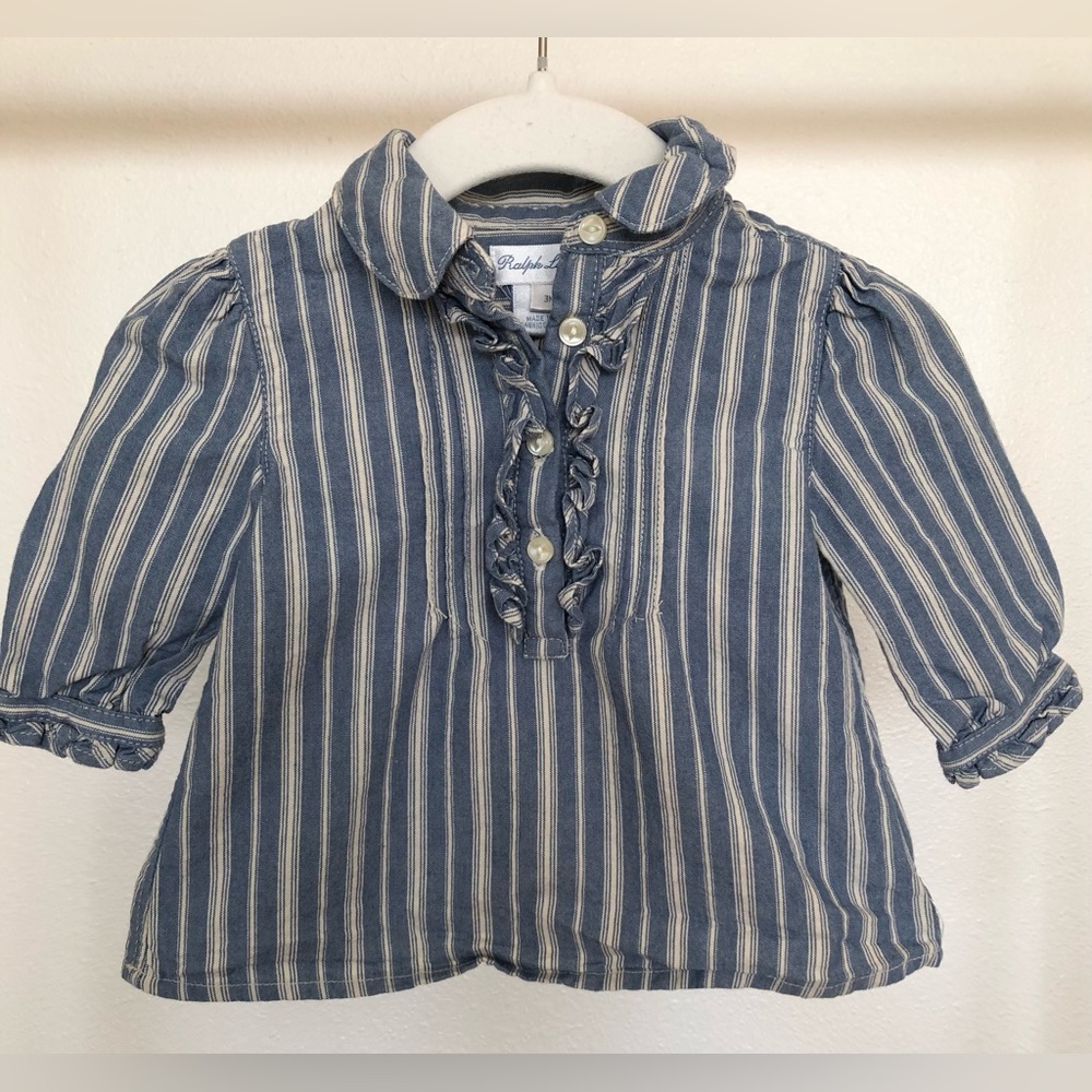 Ralph Lauren Blue and Cream Striped Shirt